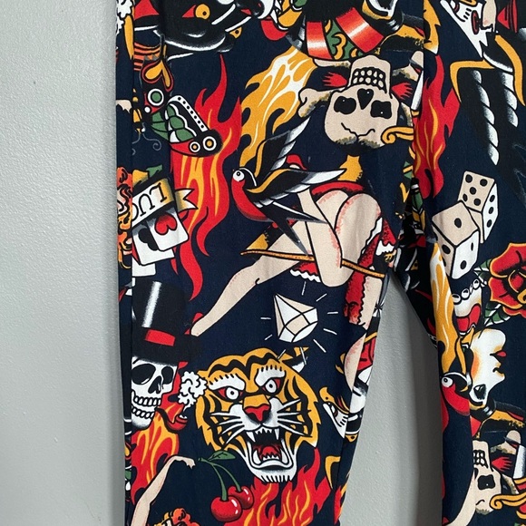 NWOT Dolls Kill Bear Dance Tattoo Flare Pants - Picture 3 of 4